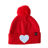 Terry Heart Patch Pom Pom Hat