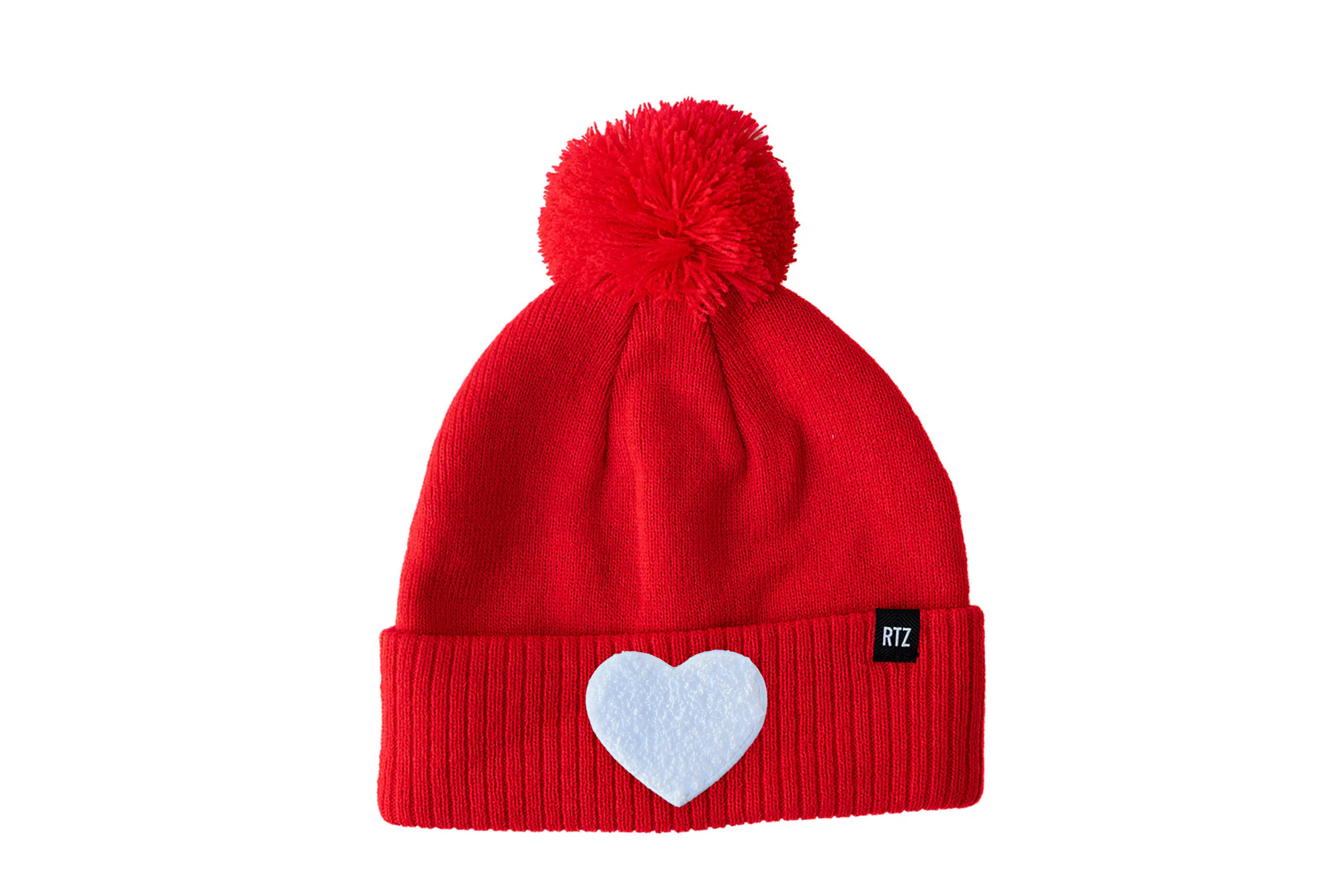 Terry Heart Patch Pom Pom Hat