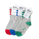 Heather Grey & Green Stripe Socks