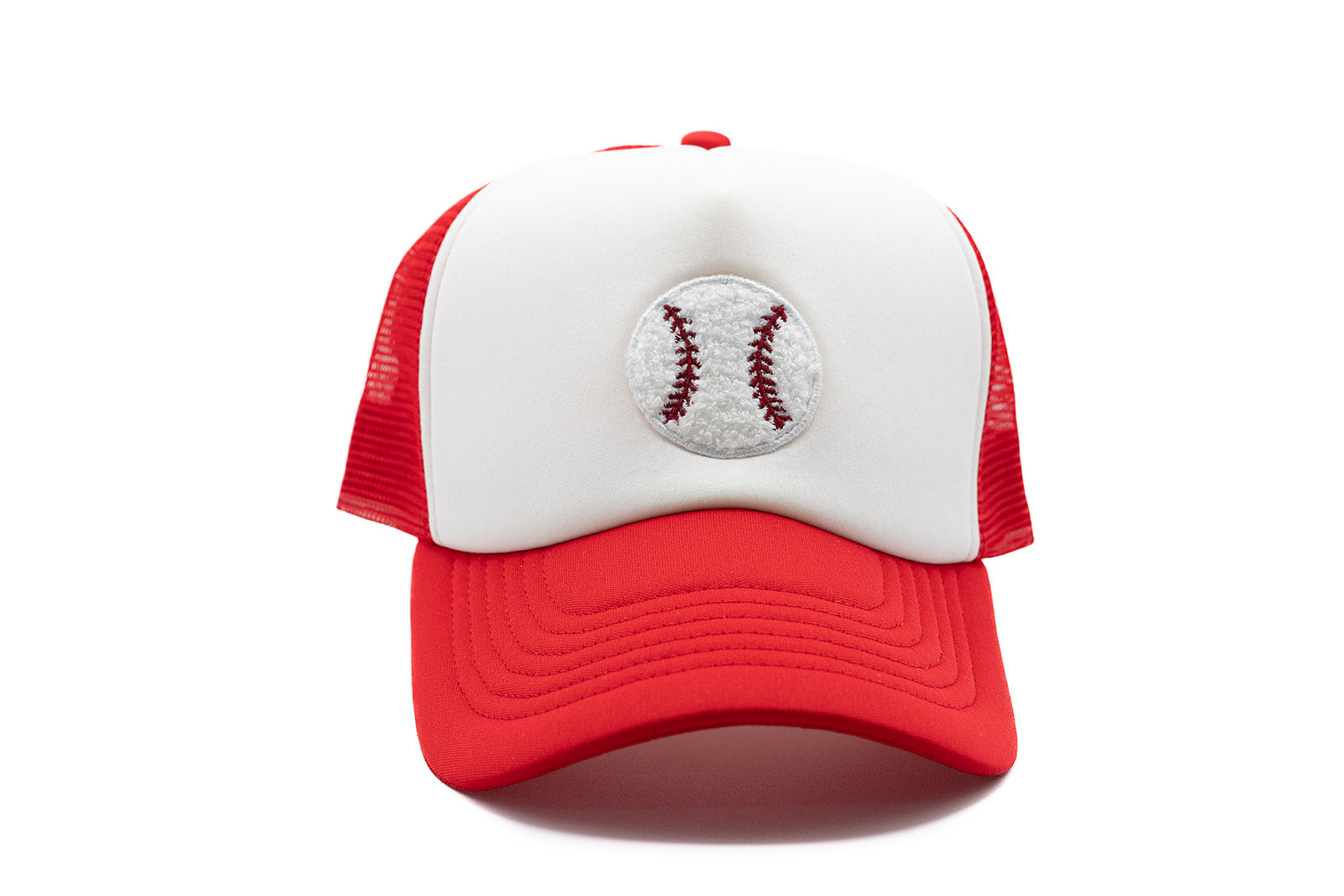 Red & White Foam Trucker Terry Baseball Hat
