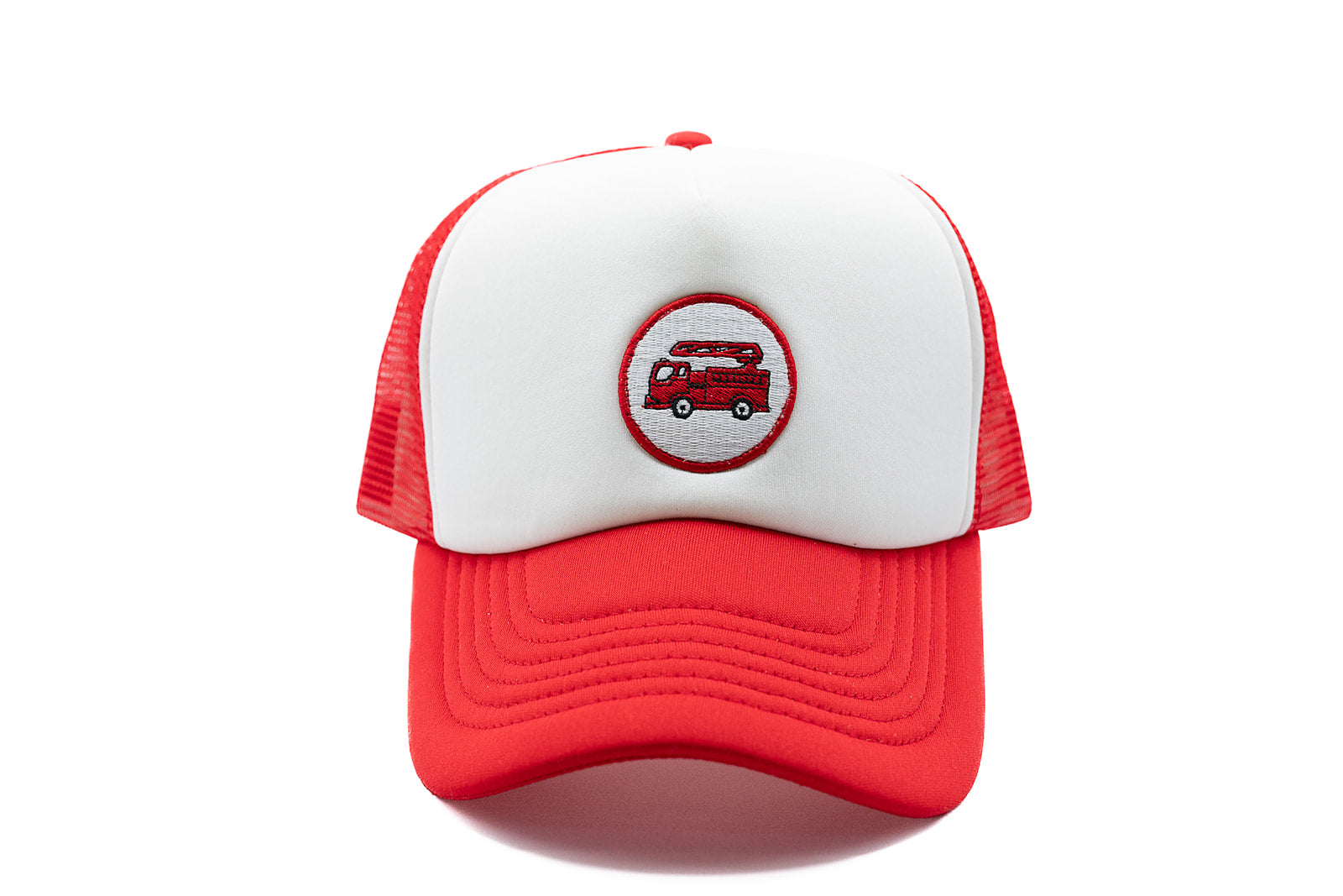 Red & White Foam Trucker Firetruck Hat