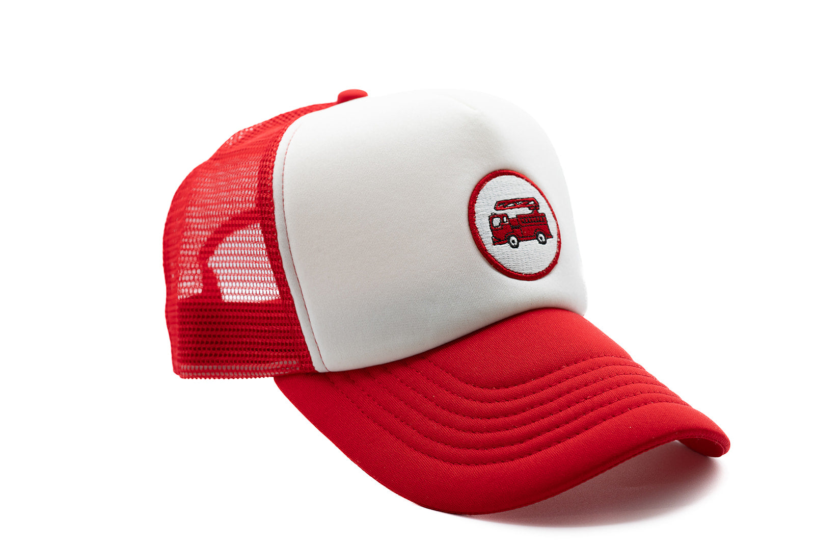 Red & White Foam Trucker Firetruck Hat