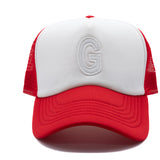 Red & White Letter Trucker Hat
