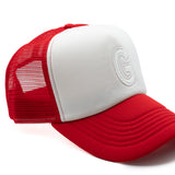 Red & White Letter Trucker Hat
