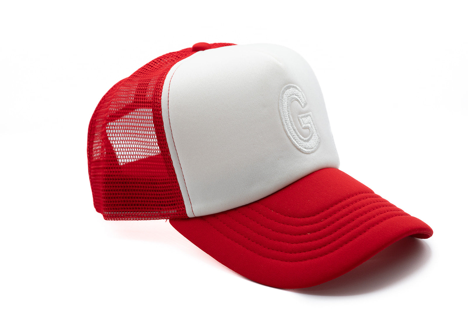 Red & White Foam Letter Trucker Hat