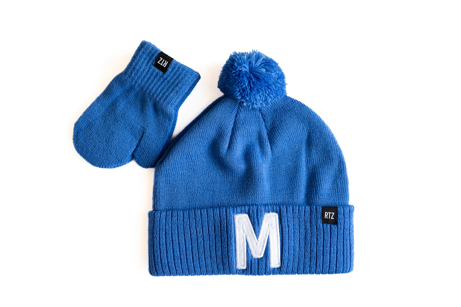 Cobalt Letter Pom Pom Hat