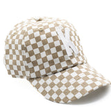 Tan Checker Letter Baseball Hat