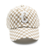 Tan Checker Letter Baseball Hat