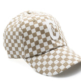 Tan Checker Letter Baseball Hat