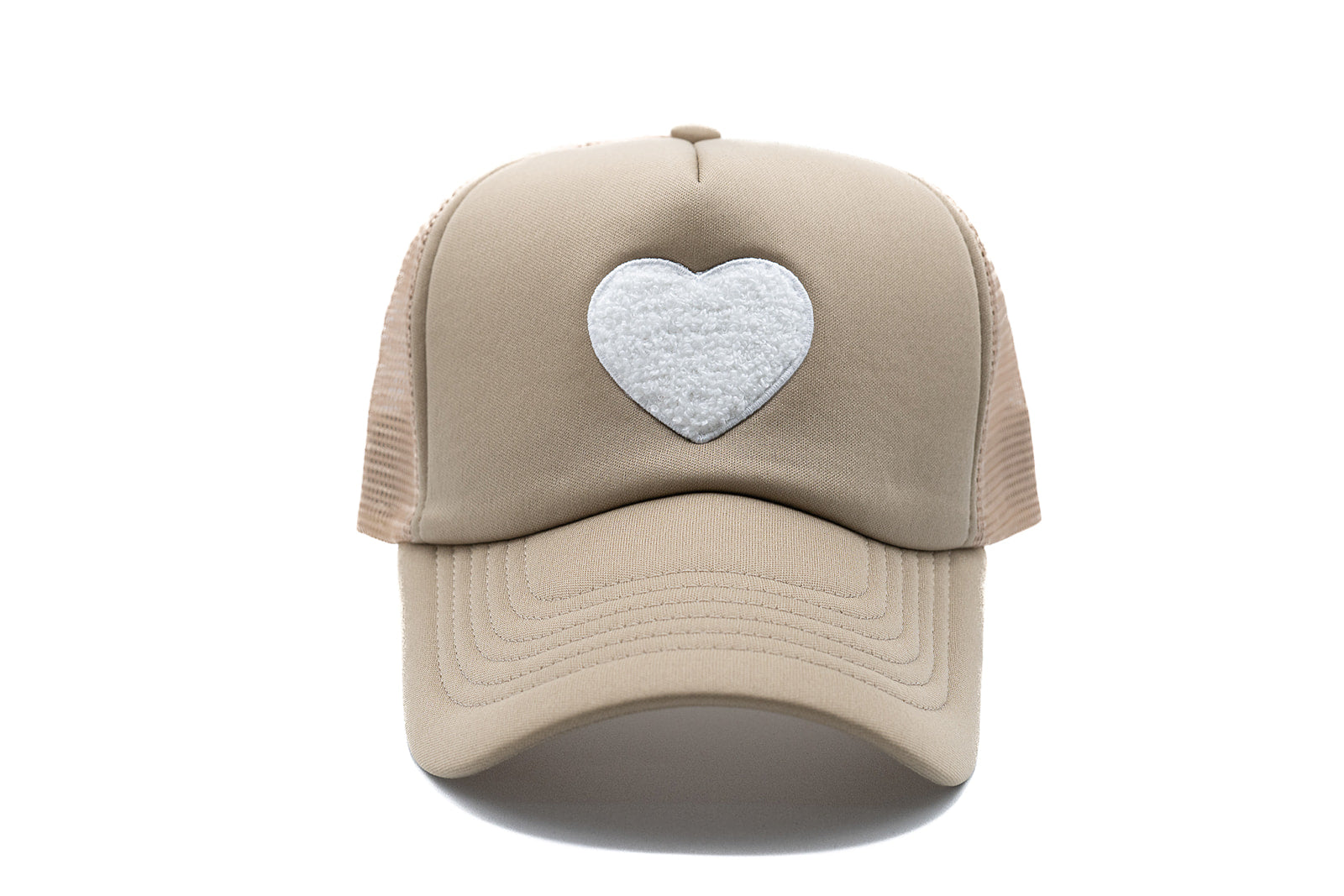 Khaki Foam Trucker Terry Heart Hat