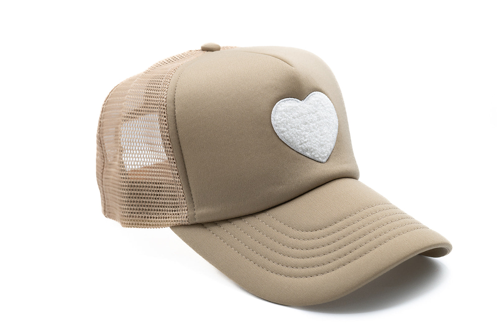 Khaki Foam Trucker Terry Heart Hat
