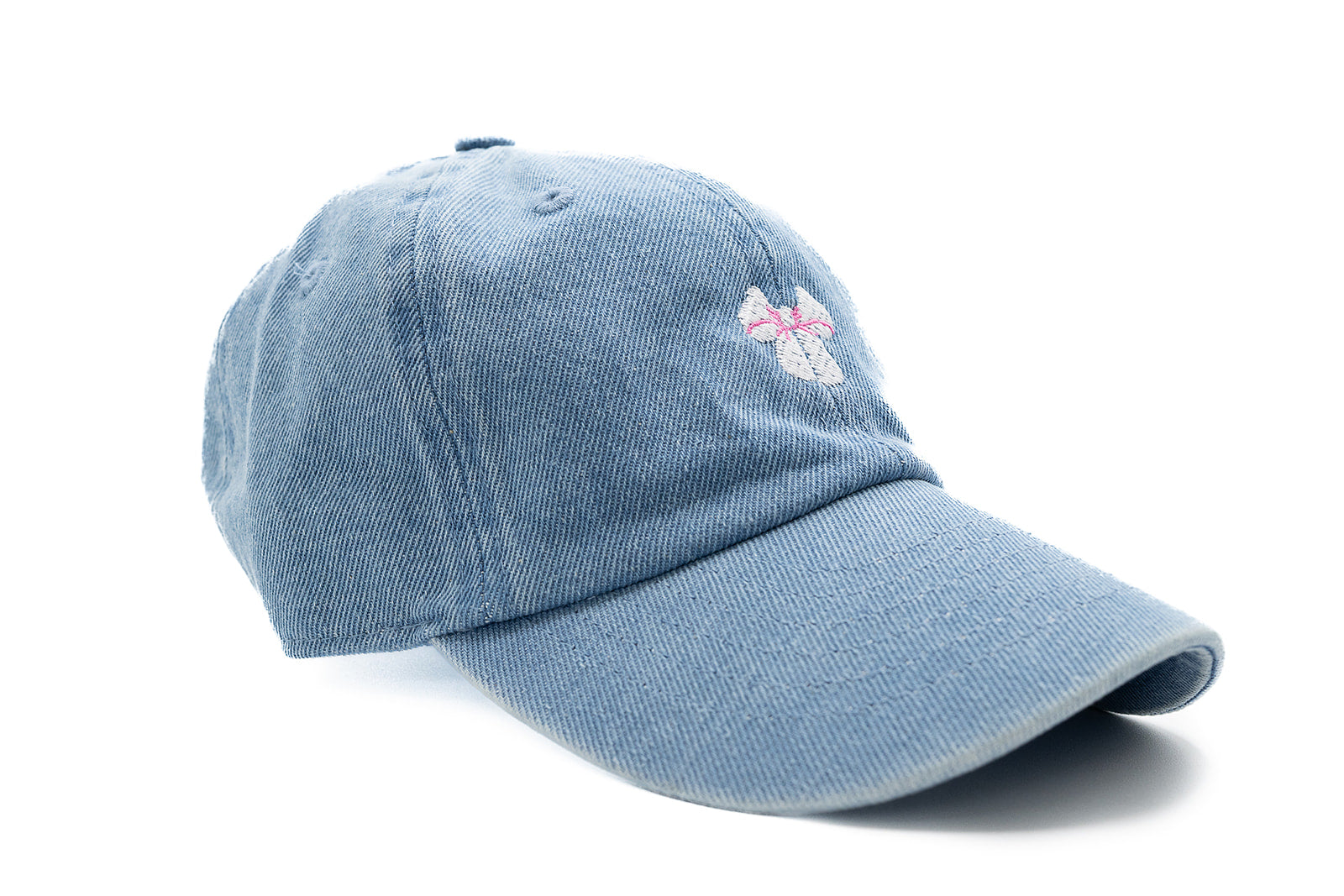 Denim Tiny White Bow Hat