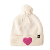 Terry Heart Patch Pom Pom Hat