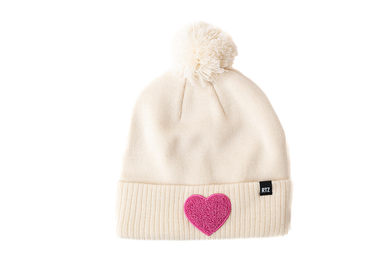 Terry Heart Patch Pom Pom Hat