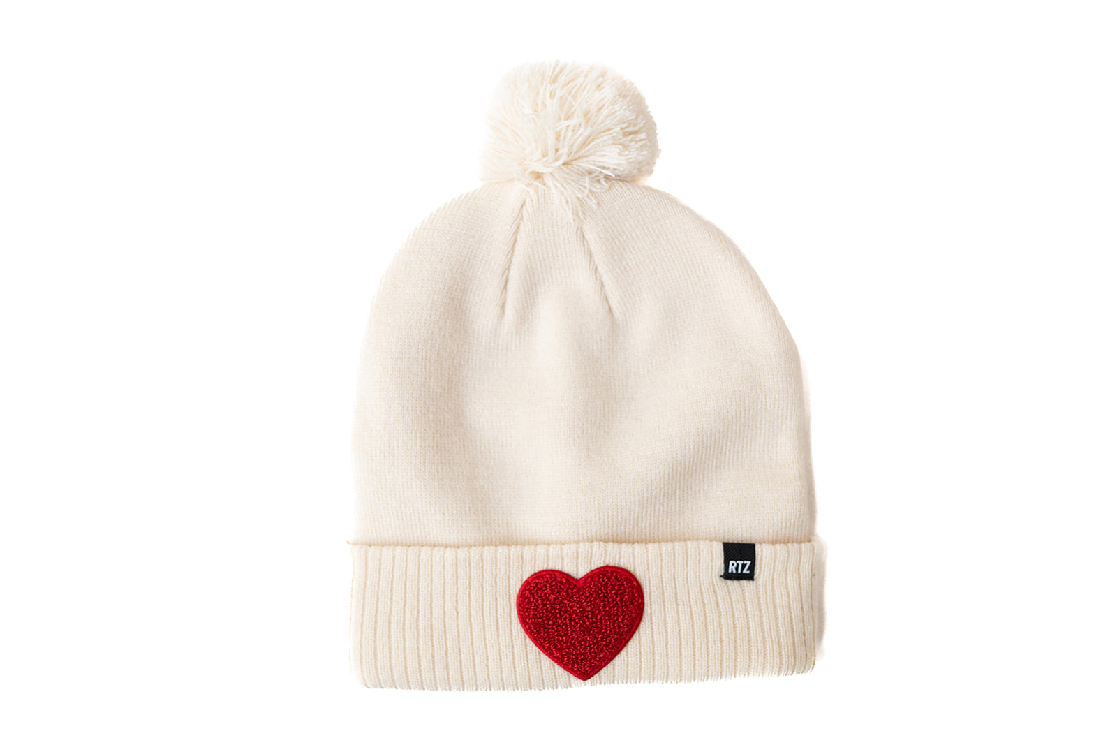 Terry Heart Patch Pom Pom Hat