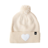 Terry Heart Patch Pom Pom Hat