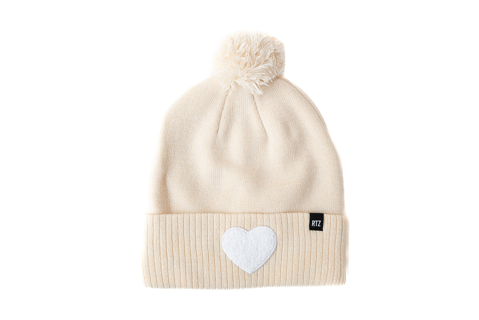 Terry Heart Patch Pom Pom Hat