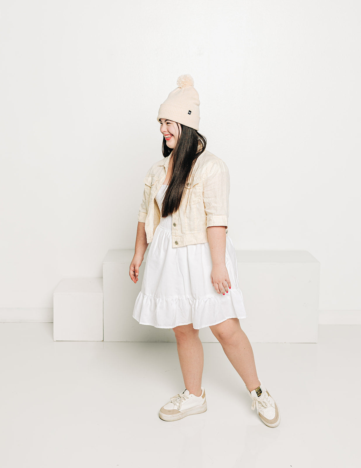 Custom Text Vanilla Pom Pom Hat