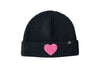 Black Terry Heart Beanie