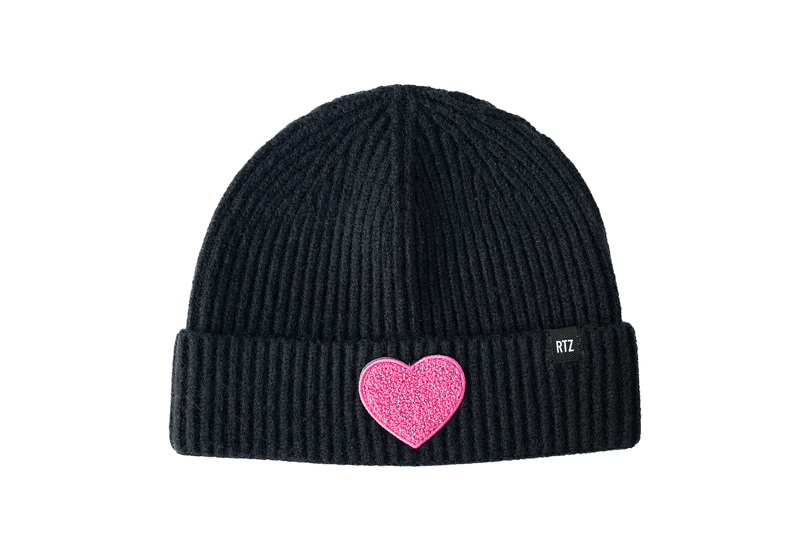 Black Terry Heart Beanie