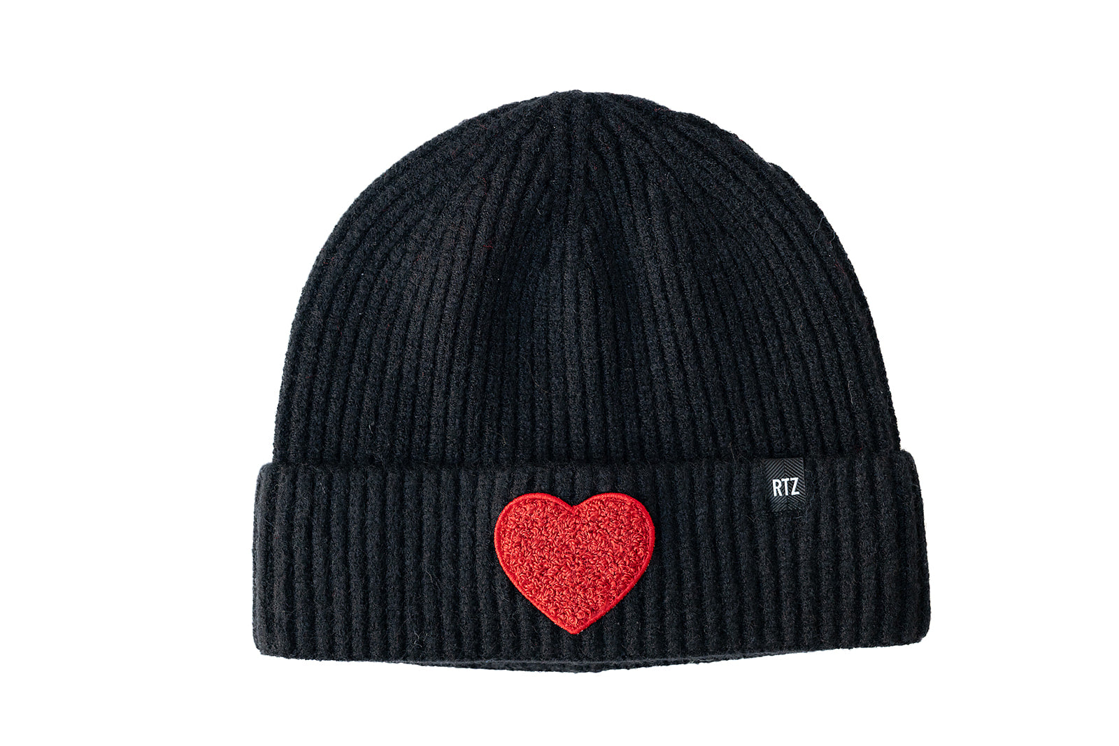 Black Terry Heart Beanie