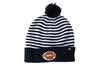 Blue &amp; White Stripe Football Pom Pom