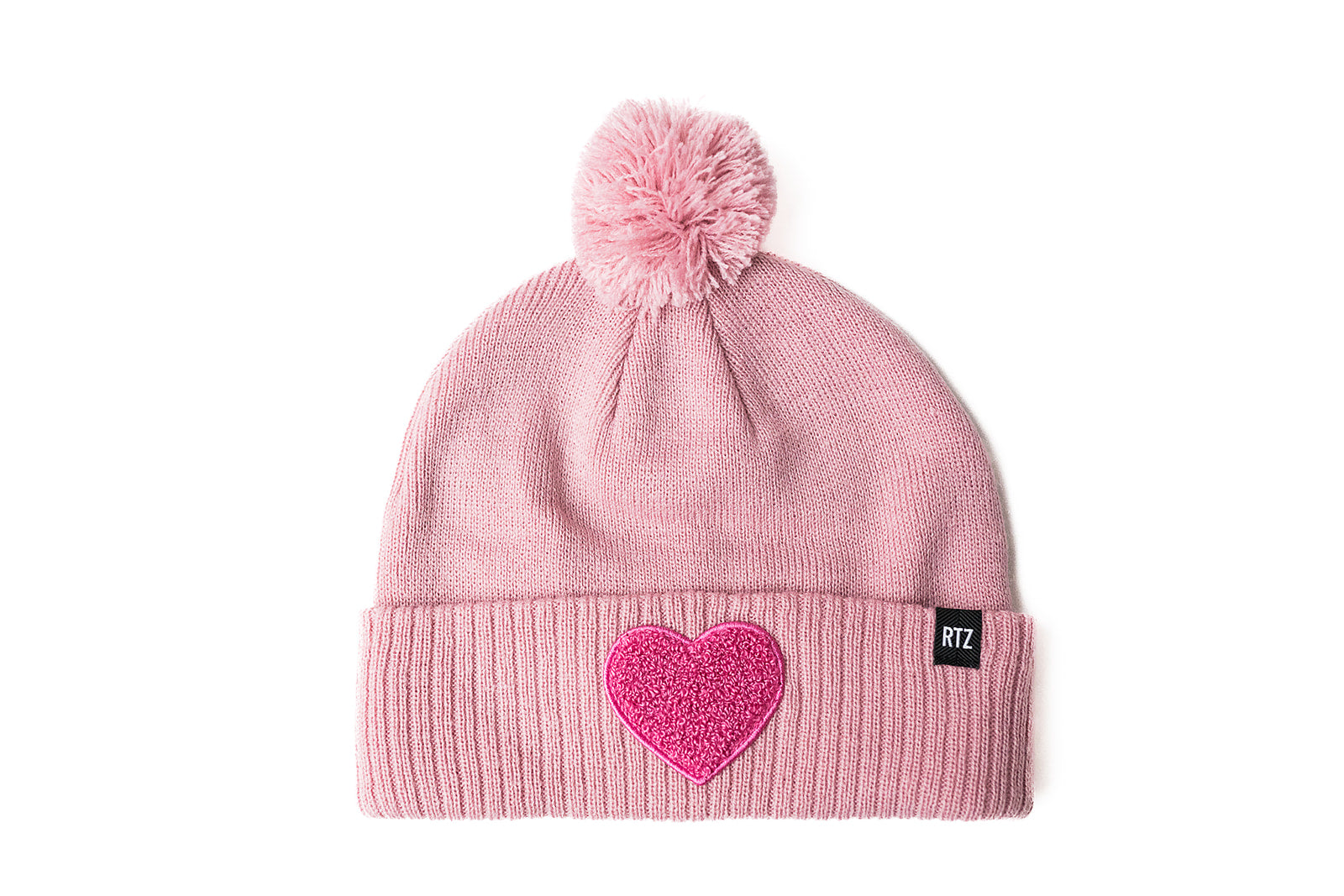 Terry Heart Patch Pom Pom Hat