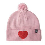 Terry Heart Patch Pom Pom Hat