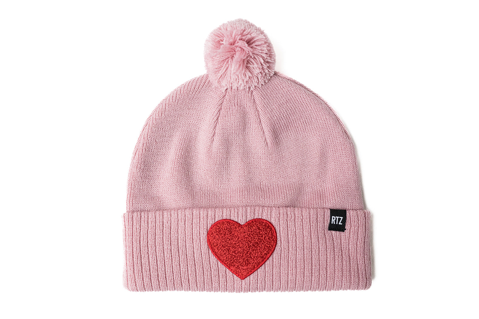 Terry Heart Patch Pom Pom Hat