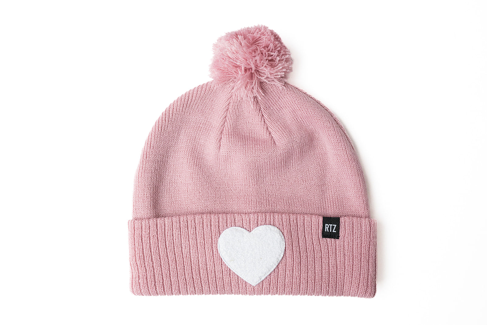 Terry Heart Patch Pom Pom Hat