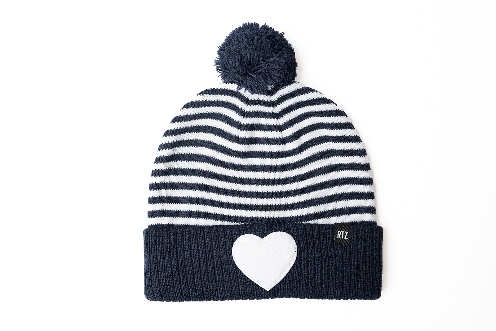 Terry Heart Patch Pom Pom Hat