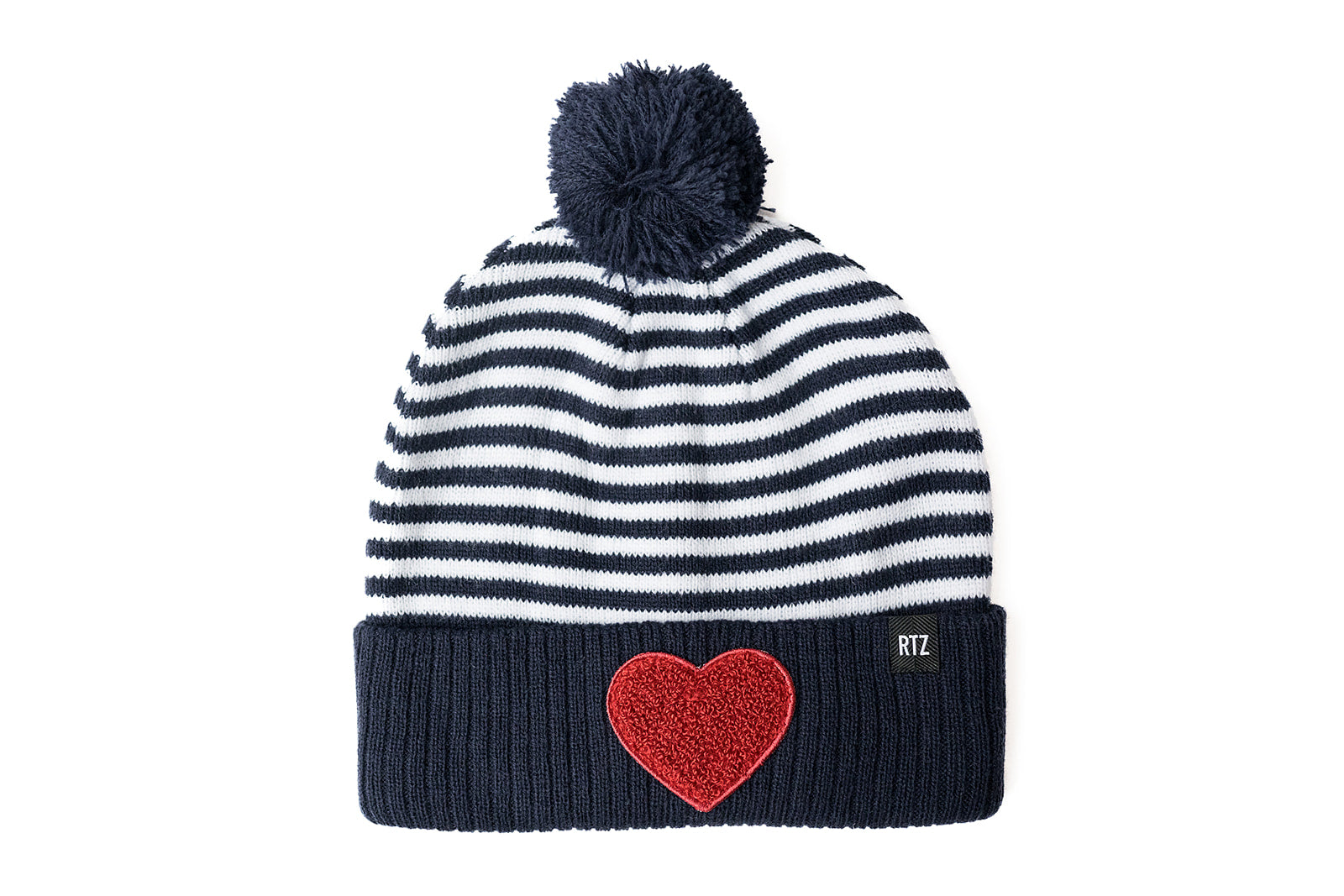 Terry Heart Patch Pom Pom Hat