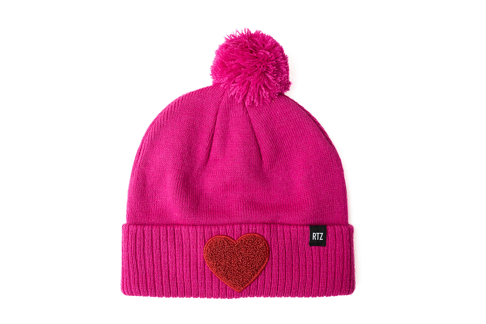 Hot Pink Terry Heart Pom Pom