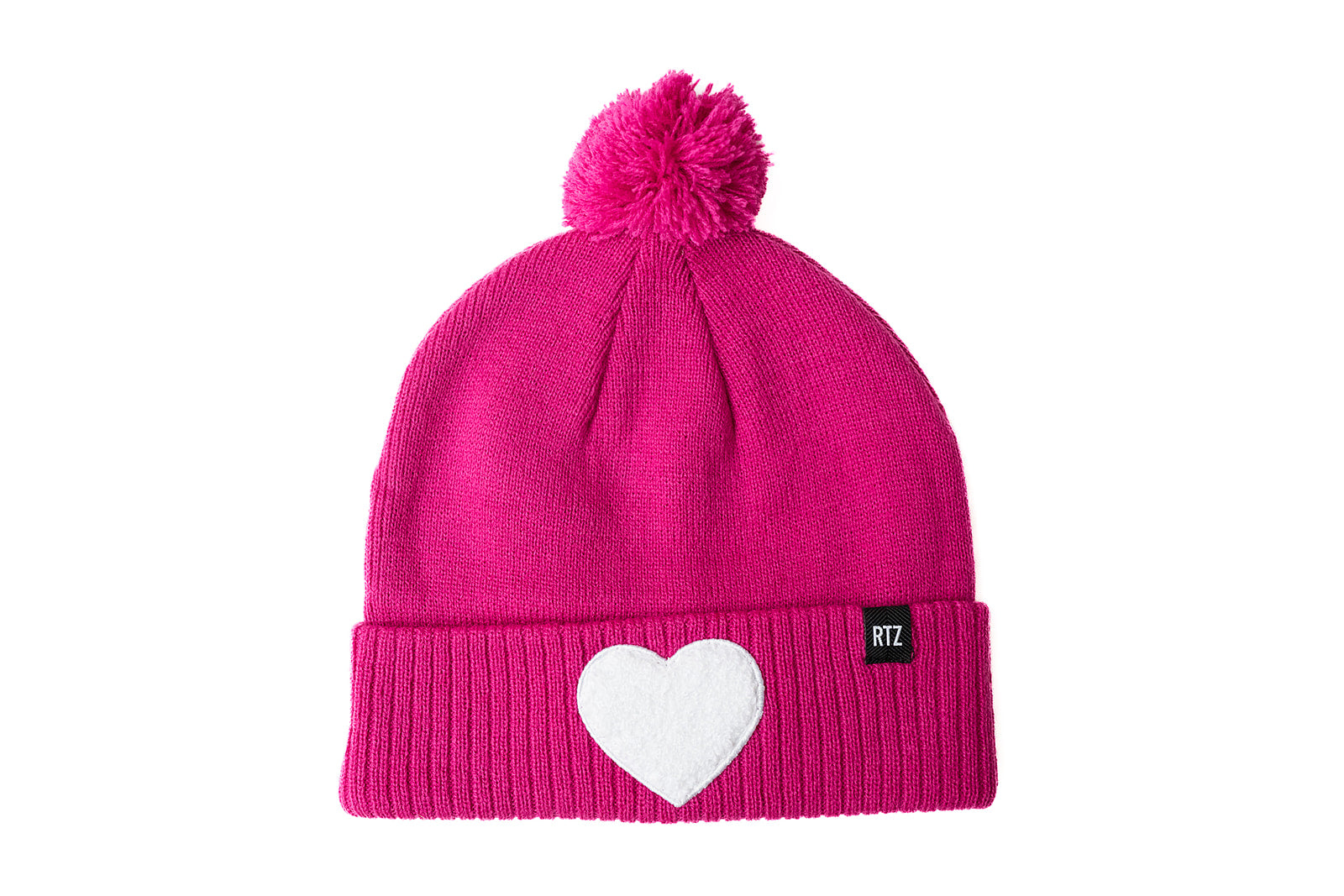 Terry Heart Patch Pom Pom Hat
