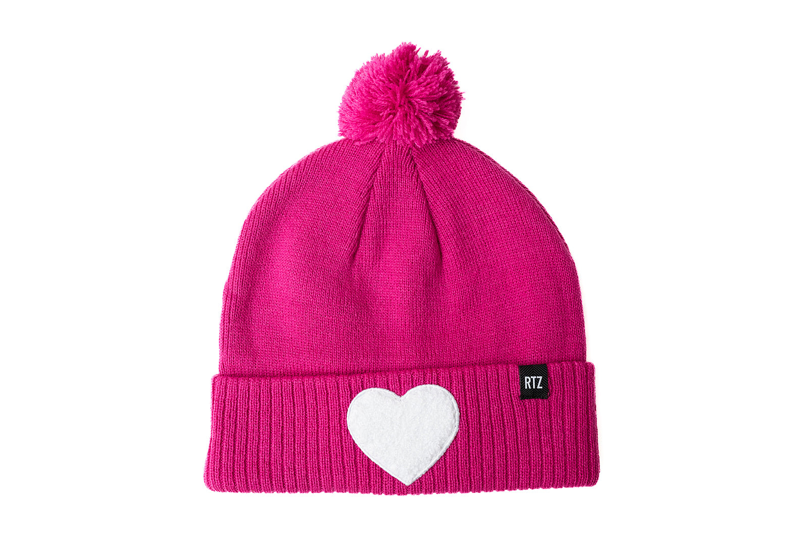 Hot Pink Terry Heart Pom Pom