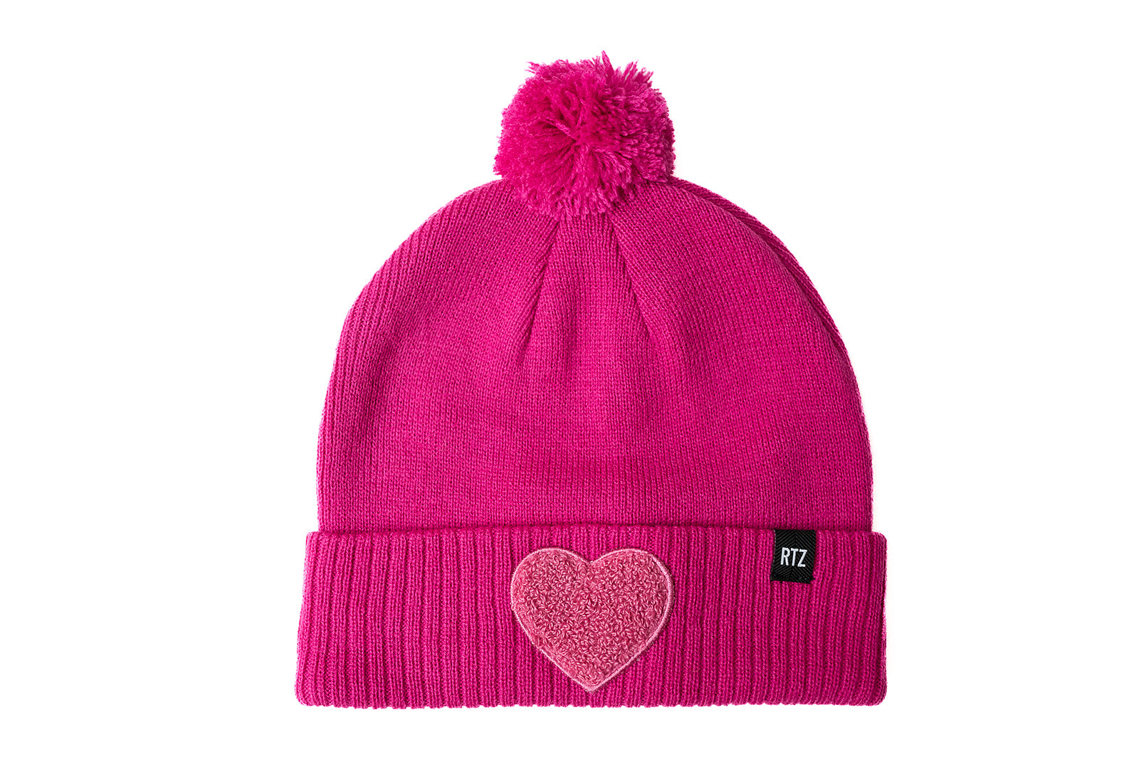 Terry Heart Patch Pom Pom Hat