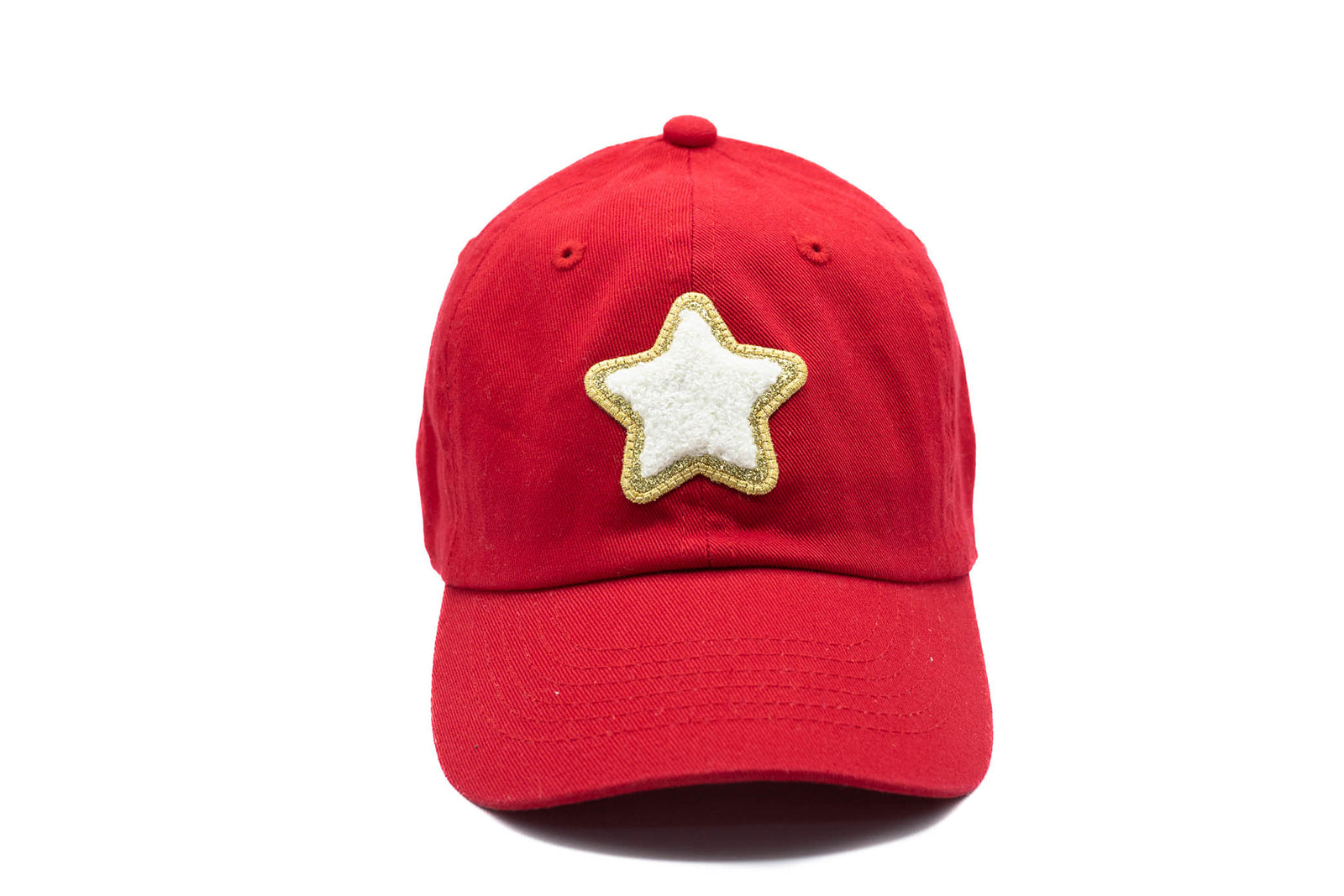 Red Glitter Gold Terry Star Hat