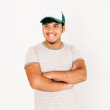 Dark Green & White Letter Trucker Hat