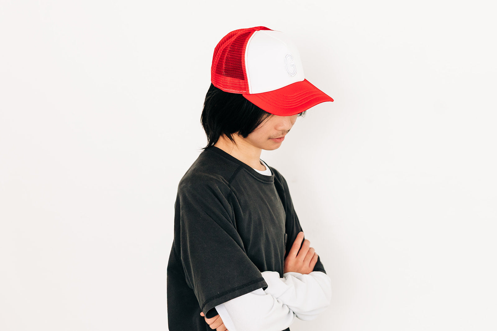 Red &amp; White Foam Letter Trucker Hat