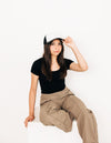 Black &amp; White Foam Letter Trucker Hat