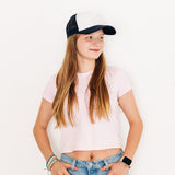 Navy & White Letter Trucker Hat