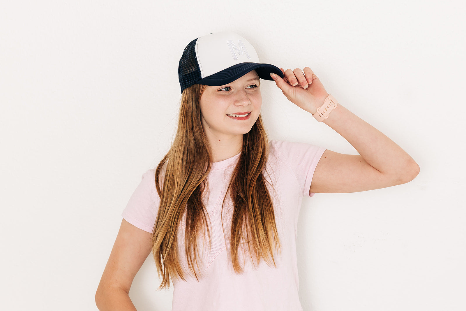 Navy &amp; White Foam Letter Trucker Hat