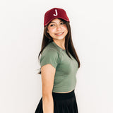 Burgundy Letter Trucker Hat