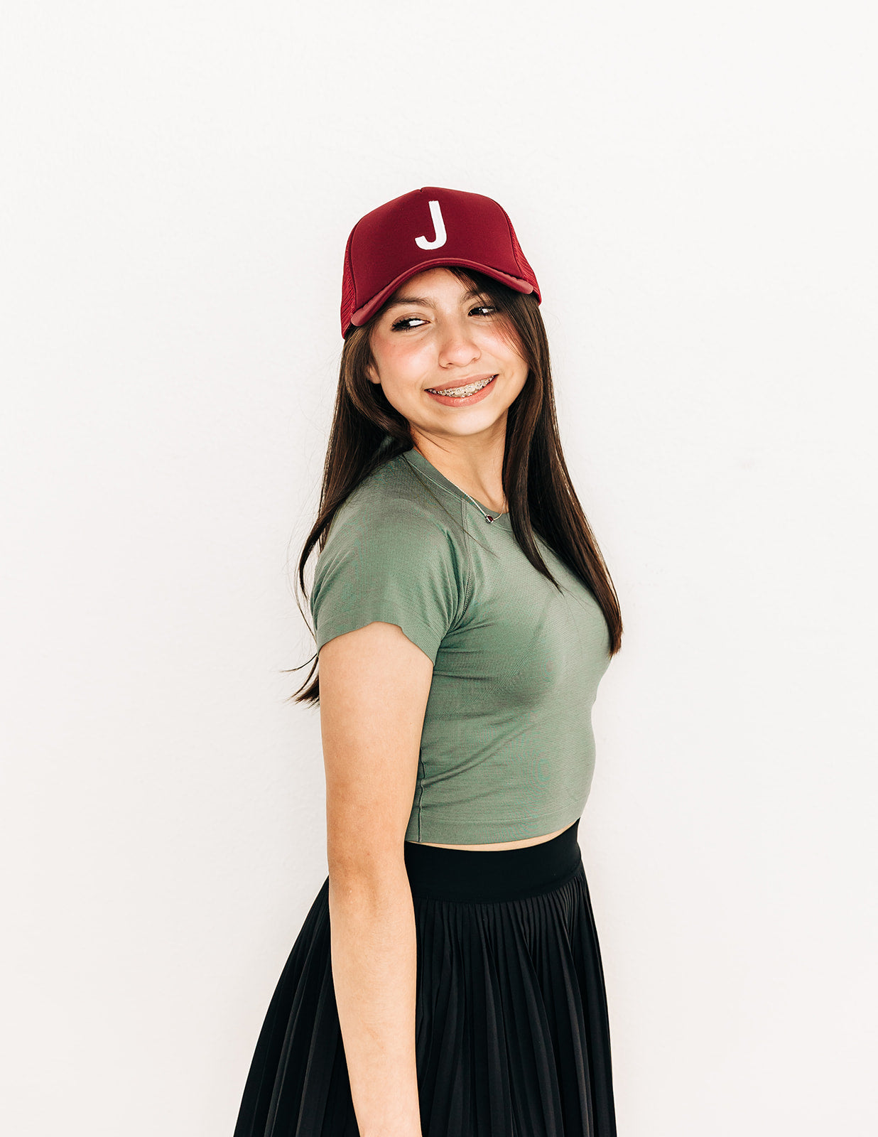 Burgundy Foam Letter Trucker Hat