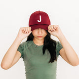 Burgundy Letter Trucker Hat