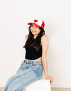 Red &amp; White Foam Trucker Terry Heart Hat