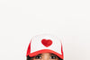 Red &amp; White Foam Trucker Terry Heart Hat