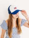 Royal Blue &amp; White Foam Trucker Flag Hat