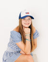 Royal Blue &amp; White Foam Trucker Flag Hat