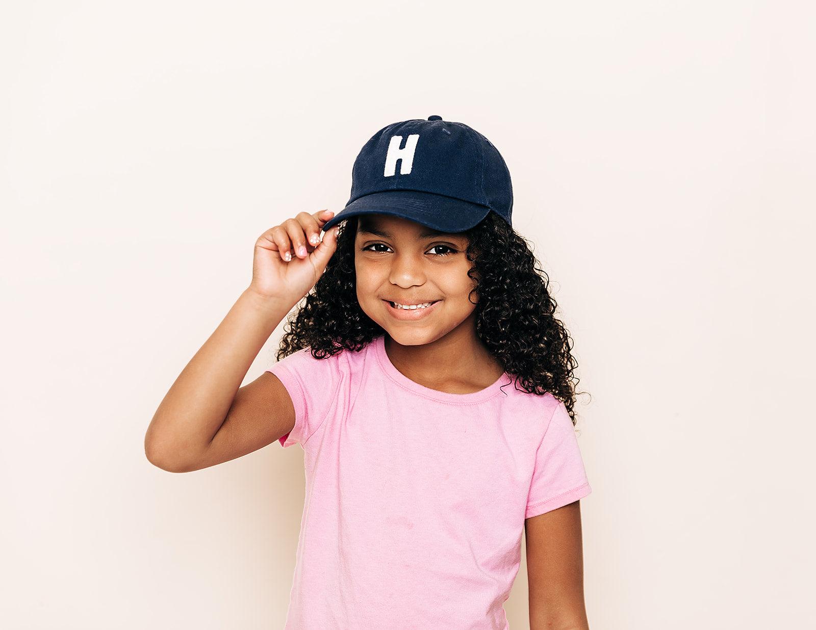 Navy Blue Hat + White Terry Letter Rey to Z